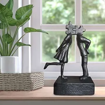 Jalunth Iron Sculpture Home Decor - Art Metal Statue Abstract Modern Accents Home Decoration Love Figurine 1 6 26th 40th 50th Year Wedding for Couple Her Wife Girlfriend Valentine