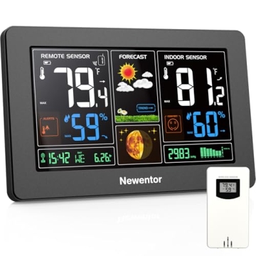 Newentor Weather Station Wireless Indoor Outdoor Thermometer, Color Display Digital Weather Thermome...