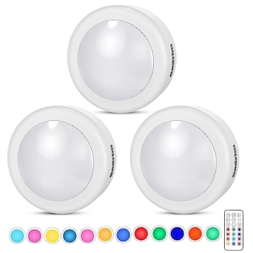 Cadrim Puck Lights, 13 Colors Changeable LED Puck Lightings, Battery Powered Dimmable Under Cabinet ...