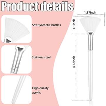 Patelai 14 Pieces Fan Brushes Facial Applicator Brush Soft Fan Brushes Acid Applicator Brush Cosmetic Makeup Applicator Tools for Mud Cream (White)