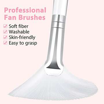 Patelai 14 Pieces Fan Brushes Facial Applicator Brush Soft Fan Brushes Acid Applicator Brush Cosmetic Makeup Applicator Tools for Mud Cream (White)