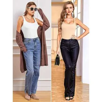 V FOR CITY Tank Top for Women with Shelf Bra Cotton Adjustable Wide Strap Camisole Basic Cami Undershirts 2 Pack XL