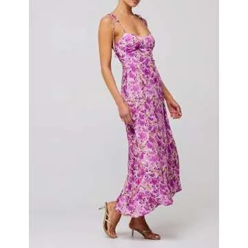 Women Y2k Floral Summer Casual Sleeveless Maxi Dresses Sexy Backless Bodycon Dresses Spaghetti Strap Long Dresses
