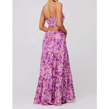 Women Y2k Floral Summer Casual Sleeveless Maxi Dresses Sexy Backless Bodycon Dresses Spaghetti Strap Long Dresses