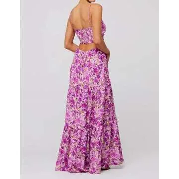 Women Y2k Floral Summer Casual Sleeveless Maxi Dresses Sexy Backless Bodycon Dresses Spaghetti Strap Long Dresses