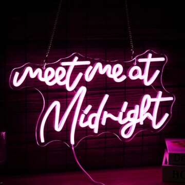 Dimmable Meet Me At Midnight Neon Sign - LED Pink Words Light Up Sign