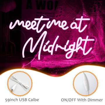 Meet Me At Midnight Neon Sign - Dimmable LED Light for Wall Decor