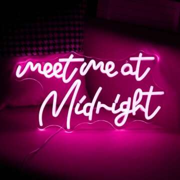 Meet Me At Midnight Neon Sign - Dimmable LED Light for Wall Decor