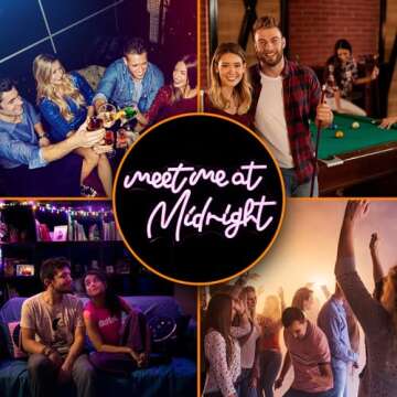 Meet Me At Midnight Neon Sign - Dimmable LED Light for Wall Decor