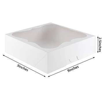 20Pack 9x9x2.5 inches Bakery Pie Boxes with Window White Bakery Box Cookie Boxes for Strawberries