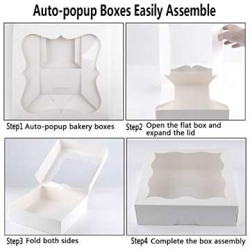 20Pack 9x9x2.5 inches Bakery Pie Boxes with Window White Bakery Box Cookie Boxes for Strawberries