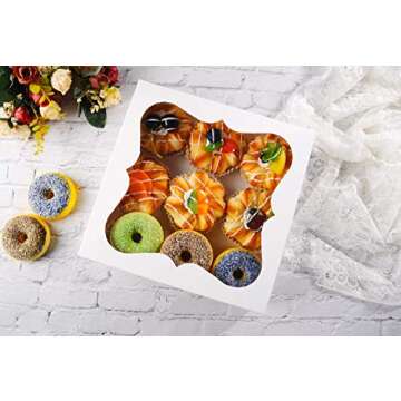 20Pack 9x9x2.5 inches Bakery Pie Boxes with Window White Bakery Box Cookie Boxes for Strawberries