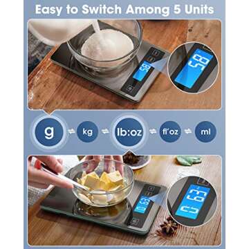 Nicewell Food Scale, 22lbs Digital Kitchen Grey Stainless Steel Scale Weight Grams and oz for Cooking Baking, 1g/0.1oz Precise Graduation,Tempered Glass (Dark Gray)