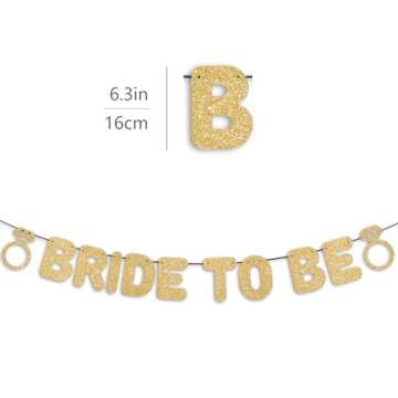 Pre-Strung Bride to Be Banner - Gold Glitter, Bridal Shower Party Decorations Decor, Bridal Shower Sign