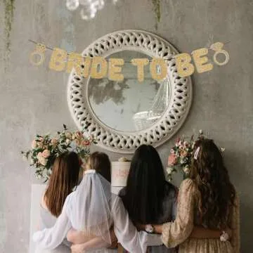 Pre-Strung Bride to Be Banner - Gold Glitter, Bridal Shower Party Decorations Decor, Bridal Shower Sign