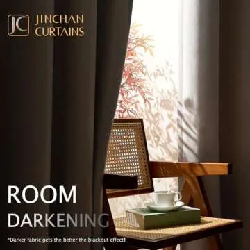jinchan Room Darkening Linen Textured Curtain 108 Inch Long for Living Room Thermal Insulated Grommet Top Window Drape for Bedroom 52x108 Greyish Beige 1 Panel