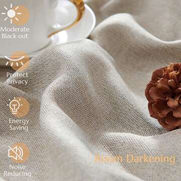jinchan Room Darkening Linen Textured Curtain 108 Inch Long for Living Room Thermal Insulated Grommet Top Window Drape for Bedroom 52x108 Greyish Beige 1 Panel