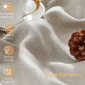 jinchan Room Darkening Linen Textured Curtain 108 Inch Long for Living Room Thermal Insulated Grommet Top Window Drape for Bedroom 52x108 Greyish Beige 1 Panel