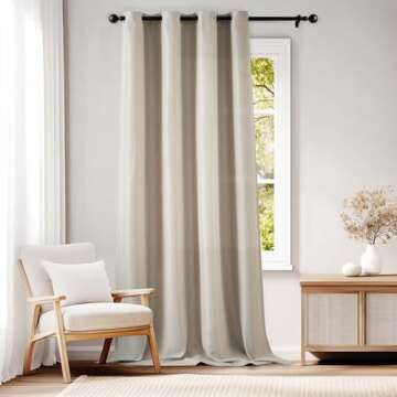 jinchan Room Darkening Linen Textured Curtain 108 Inch Long for Living Room Thermal Insulated Grommet Top Window Drape for Bedroom 52x108 Greyish Beige 1 Panel