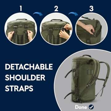 Haimont Large Duffle Bag Backpack for Men Women, 60L Convertible Travel Duffel Bags with Shoes Compa...