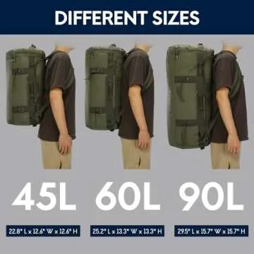 Haimont Large Duffle Bag Backpack for Men Women, 60L Convertible Travel Duffel Bags with Shoes Compartment, Carry on Durable Duffle for Sports Gym Hiking Camping, Water-resistant, Army Green