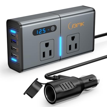 BMK 200W Car Power Inverter - Dual AC Outlets & USB Fast Charging