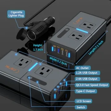 BMK 200W Car Power Inverter with USB Fast Charging