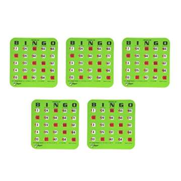 Regal Bingo Bulk Bingo Cards with Sliding Windows - Reusable Large Print Bingo Game Cards for Adults Large Group - 5 Pack, Green