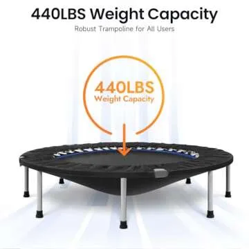 BCAN 40/48" Foldable Mini Trampoline Max Load 330lbs/440lbs, Fitness Rebounder with Adjustable Foam Handle, Exercise Trampoline for Adults Indoor/Garden Workout