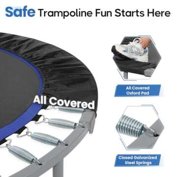 BCAN 40/48" Foldable Mini Trampoline Max Load 330lbs/440lbs, Fitness Rebounder with Adjustable Foam Handle, Exercise Trampoline for Adults Indoor/Garden Workout