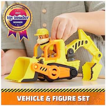 Rubble & Crew, Rubble’s Bulldozer Toy Truck with Movable Parts and a Collectible Action Figure, Ki...
