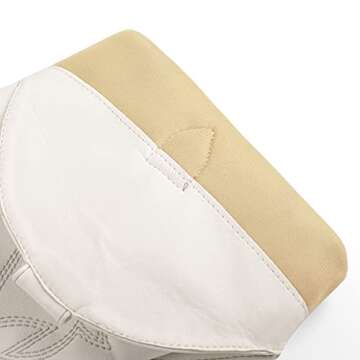 onlymaker Womens Cowgirl Stitched Knee High Boots Western Cowboy Nubuck Leather Point Toe Low Heel White Pattern Booties Size 8