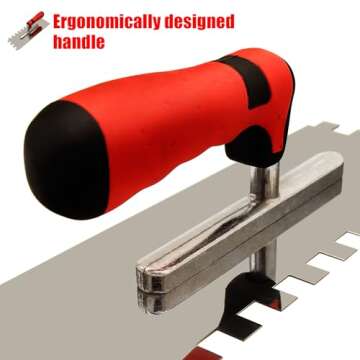 Tile Tools Stainless Steel Square Notched Trowel (11" x 4", Notch Size: 1/2") Masonry Hand Kit for Wall Floor Tiling Installation