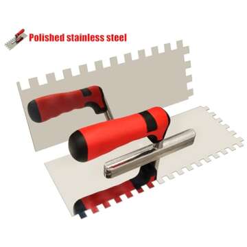 Tile Tools Stainless Steel Square Notched Trowel (11" x 4", Notch Size: 1/2") Masonry Hand Kit for Wall Floor Tiling Installation