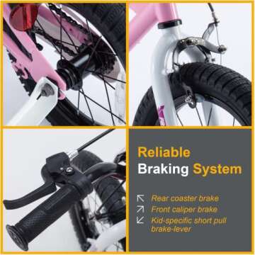 RoyalBaby Freestyle Toddlers Kids Bike Girls 12 Inch Childrens Learning Bicycle with Training Wheels for Beginners Ages 3-4 Years, Pink