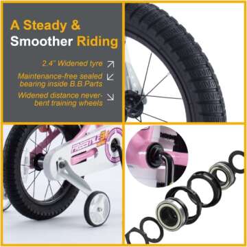 RoyalBaby Freestyle Toddlers Kids Bike Girls 12 Inch Childrens Learning Bicycle with Training Wheels for Beginners Ages 3-4 Years, Pink