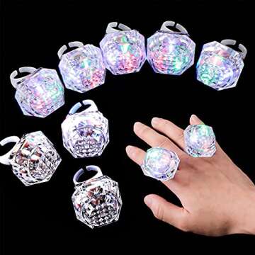 Hicarer 8 Pieces LED Light up Rings Bachelorette Party Favors Flashing Plastic Diamond Glow in The D...