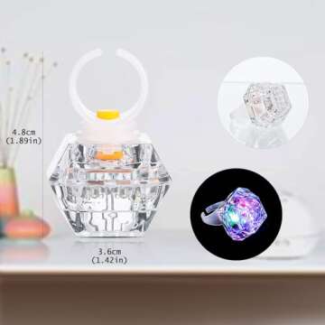 Hicarer 8 Pieces LED Light up Rings Bachelorette Party Favors Flashing Plastic Diamond Glow in The Dark Ring for Birthday Wedding Bridal Shower Party Accessories Supplies(White)