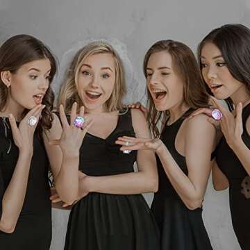 Hicarer 8 Pieces LED Light up Rings Bachelorette Party Favors Flashing Plastic Diamond Glow in The Dark Ring for Birthday Wedding Bridal Shower Party Accessories Supplies(White)