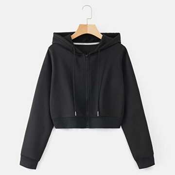 GORGLITTER Women's Zip Up Crop Hoodie for Stylish Comfort