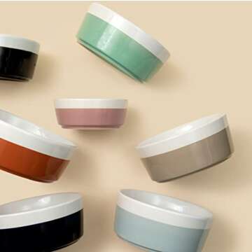 Waggo Dipper Ceramic Dog Bowl for Small and Large Breeds - Heavyweight and Durable Pet Food and Water Dish Crock, Dishwasher Safe, Modern (Light Grey, Medium)