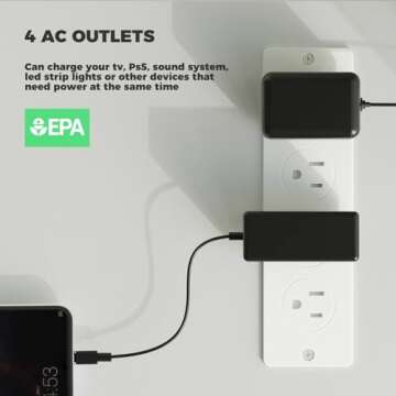 Rolanstar Deformable TV Stand with LED Lights & Power Outlets