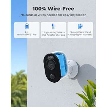 REOLINK Argus 3 Spotlight Security Camera Wireless Outdoor Wire-Free Battery/Solar Powered, PIR Motion Activated Video Record, 1080P Night Vision, Two-Way Talk, Built-in Siren, for Home Surveillance