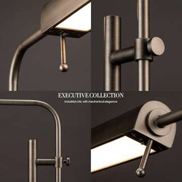 O'Bright Cedric Adjustable Pharmacy Floor Lamp - Industrial Design for Reading, Crafting, Work - 10W LED, Height 45-61 inches - Ideal for Living Room, Bedside, Office - Antique Nickel