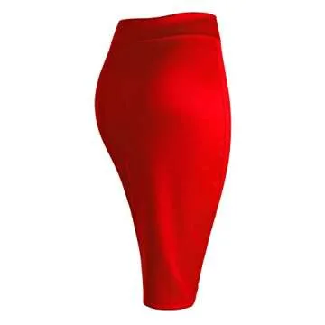 Stylish MBJ WB700 Women's Scuba Midi Skirt in Red