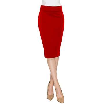 MBJ WB700 Womens Scuba Midi Skirt S RED