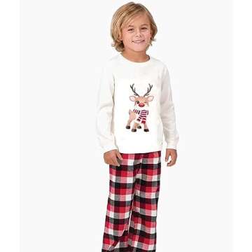 Family Matching Christmas Pajamas Set Cotton Xmas Deer Holiday Pajamas Sleepwear Dad Mom Kids PJs (Men, Large, B)