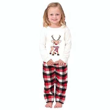 Family Matching Christmas Pajamas Set Cotton Xmas Deer Holiday Pajamas Sleepwear Dad Mom Kids PJs (Men, Large, B)
