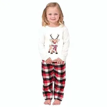 Family Matching Christmas Pajamas Set Cotton Xmas Deer Holiday Pajamas Sleepwear Dad Mom Kids PJs (Men, Large, B)