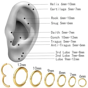 1 Pair 6mm Small Hoop Earrings for Women Dainty 14K Gold Plated Huggie Hoop Earrings Hypoallergenic ...